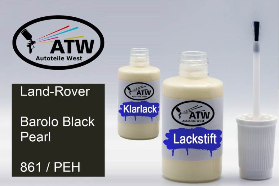 Land-Rover, Barolo Black Pearl, 861 / PEH: 20ml Lackstift + 20ml Klarlack - Set, von ATW Autoteile West.